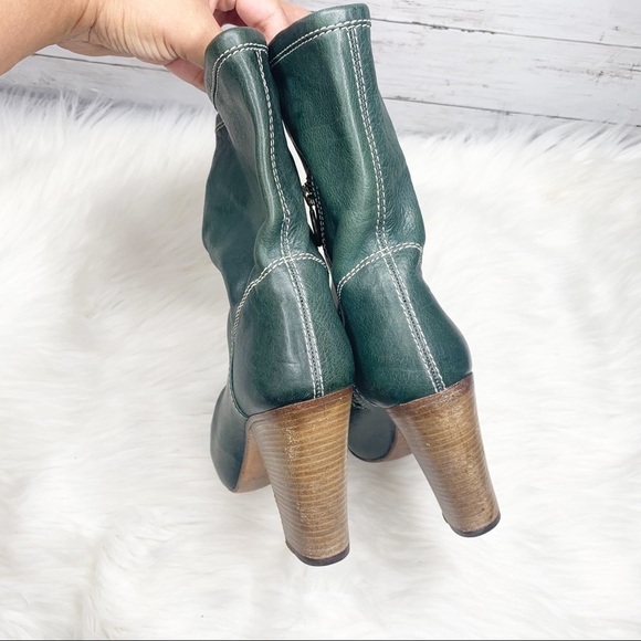 Fiorentini + Baker Green Leather Chunky Platform Ankle Booties Boots Size 36 - Picture 6 of 15